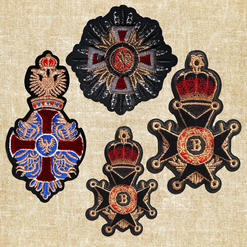 Delicate Crown Emblem Iron on Embroidery for Clothing Decoration