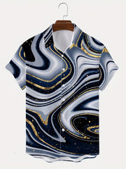 Abstract Print Men's Casual Short Sleeve Shirt for Summer Vacation