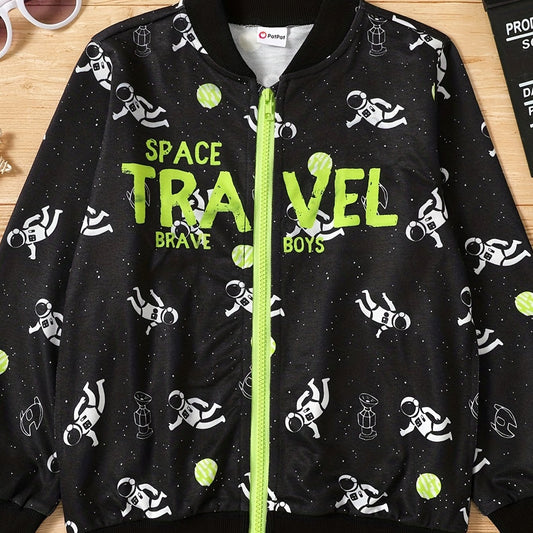 Boys Astronaut SPACE TRAVEL Windbreaker Jacket Waterproof Zip Up