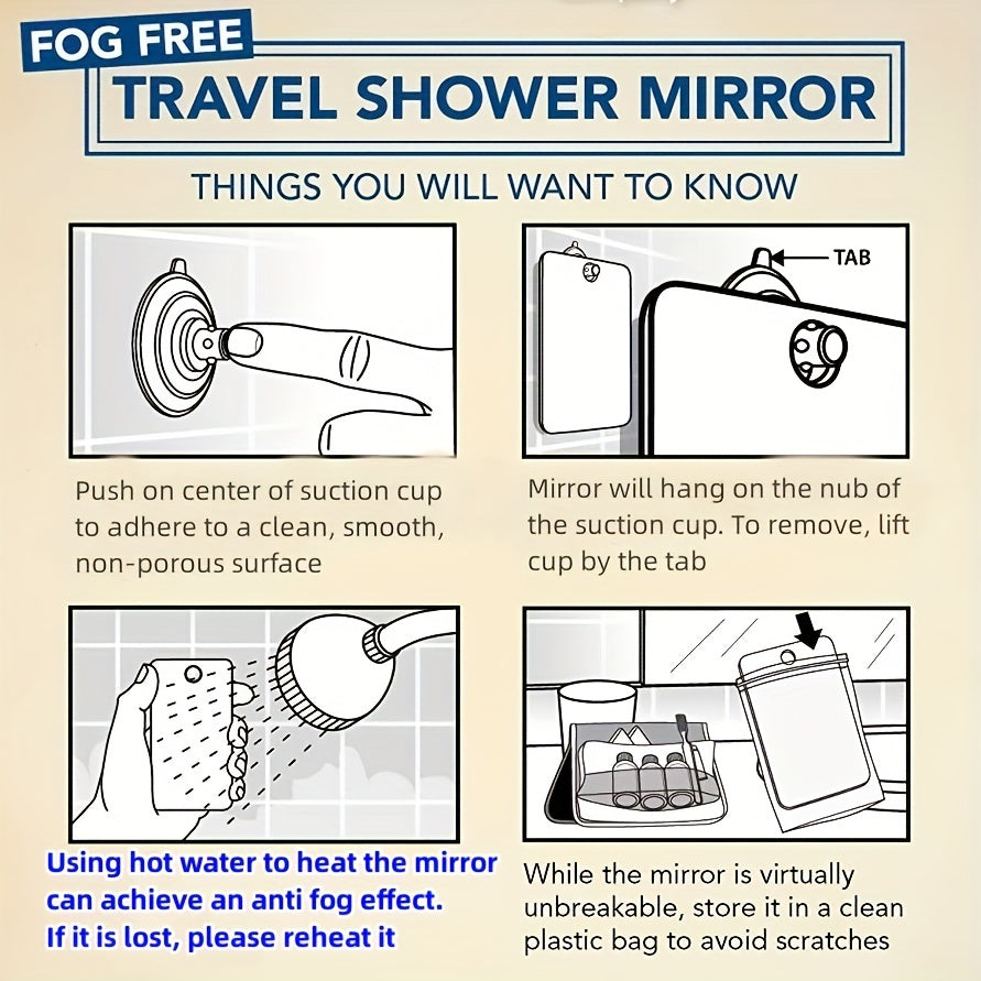 Portable Fogless Shower Mirror for Men and Women