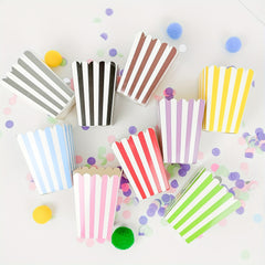 12 Pcs Striped Paper Popcorn Boxes Candy Box Picnic Snacks Boxes