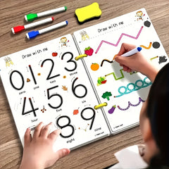 Educational Writing Set with 34 Pages, 2 Erasable Pens, and Grip Practice Book