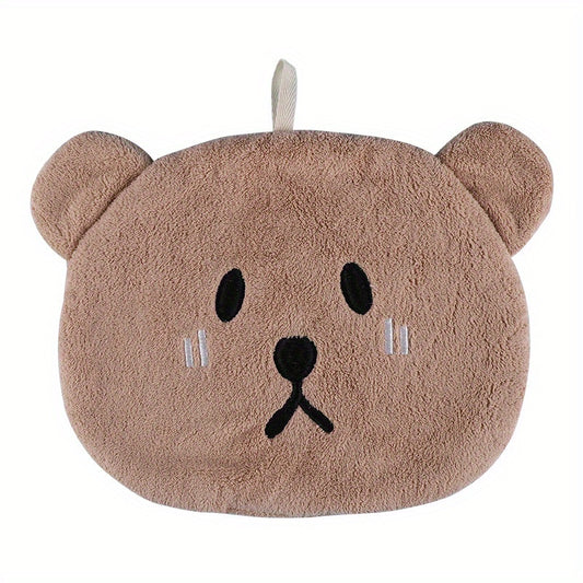 Cartoon Bear Fingertip Towel Hanging Loop Absorbent Soft Towel Bathroom