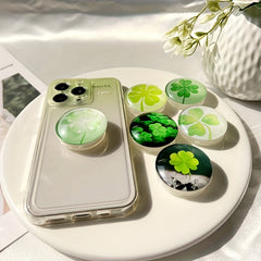 Pop up Foldable Mobile Phone Holder Four leaf Clover Pattern