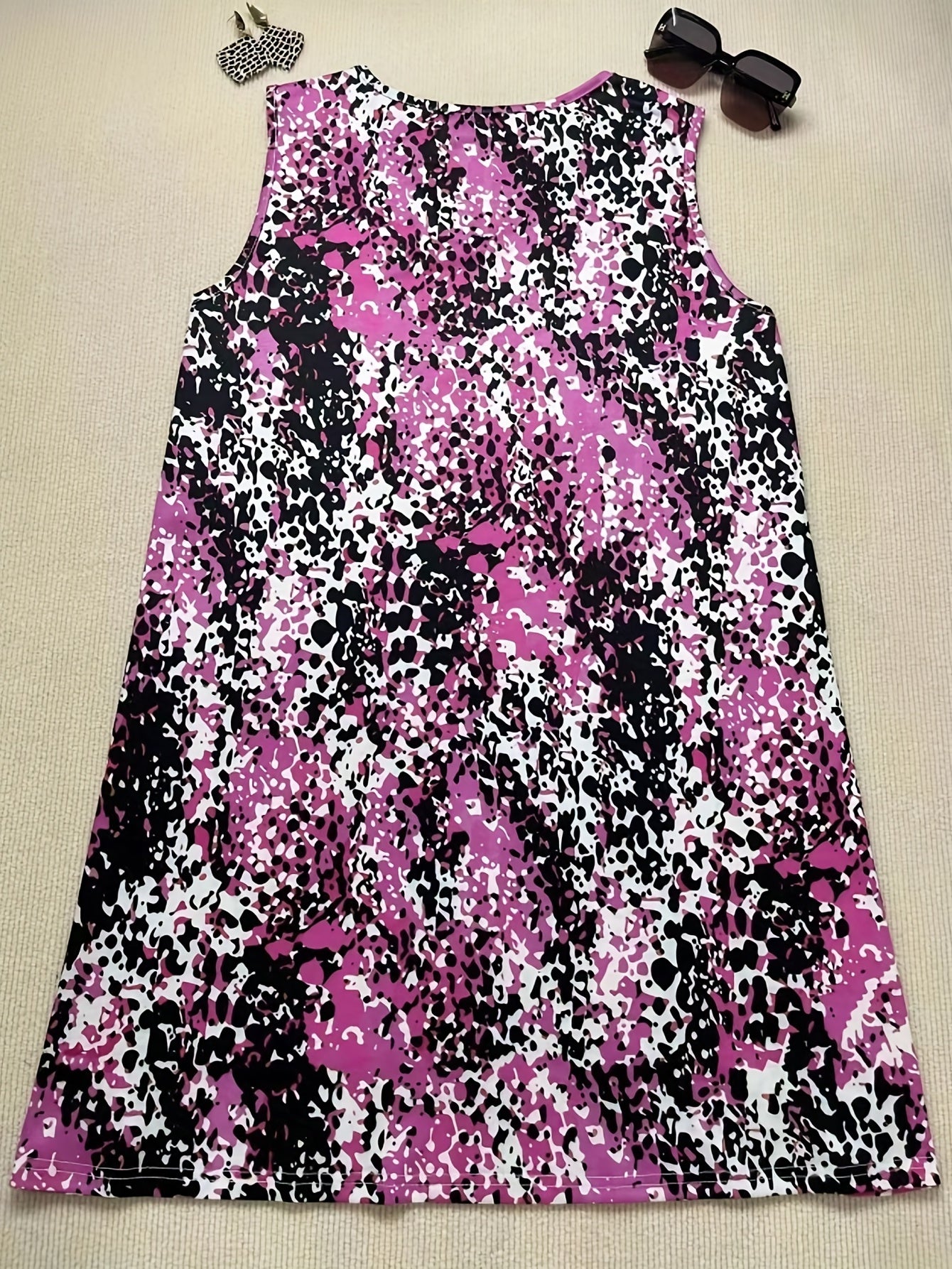  Leopard Print V Neck Tank Dress
