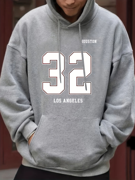 Number 32 Print Hoodie For Men Casual Graphic Pullover Hooded Sweatshirt