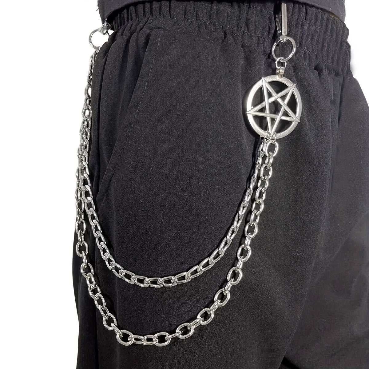 Pentagram Double Layer Waist Chain Hip Hop Rock Punk Gothic Belt Chain