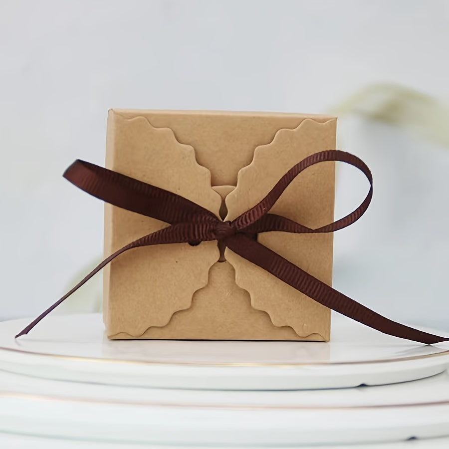 50pcs Wave Cowhide Carton Ribbon Bow Solid Hand