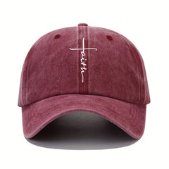 Vintage Distressed Baseball Cap With Faith Letter Sun Print