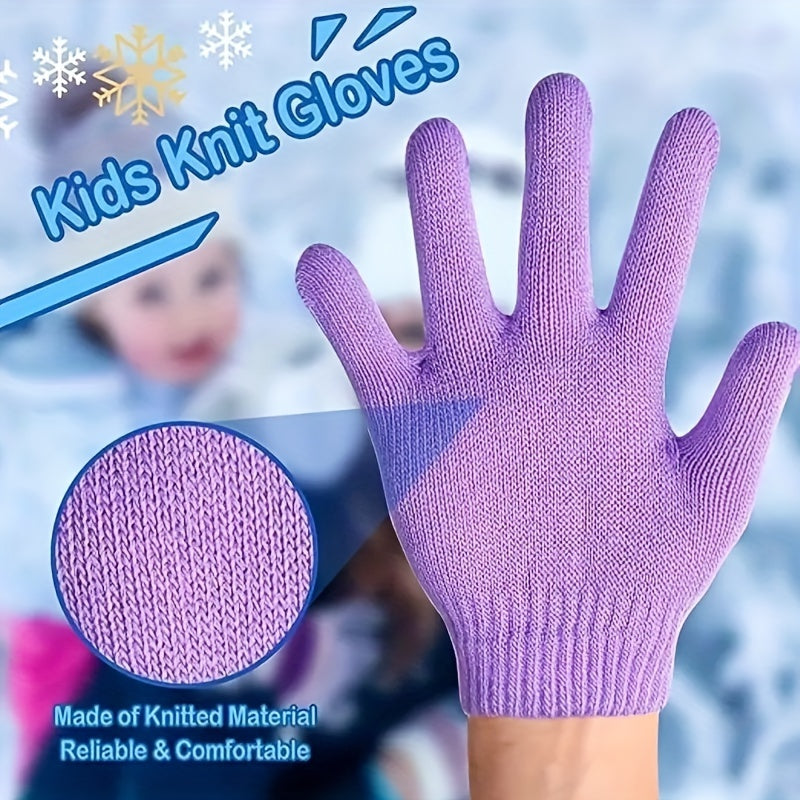 2 Pairs Kids Winter Warm Knitted Gloves - Boys/Girls