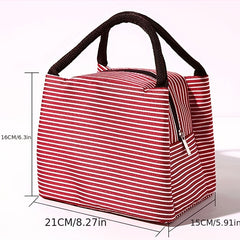 Striped Pattern Handbag Zipper Versatile Lunch Bag