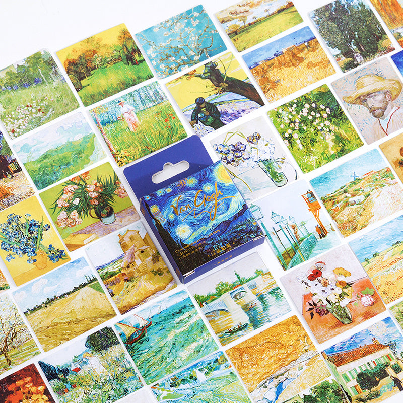 45pcs Retro Painting Stickers Scrapbook Journal Laptop Water Bottle Phone