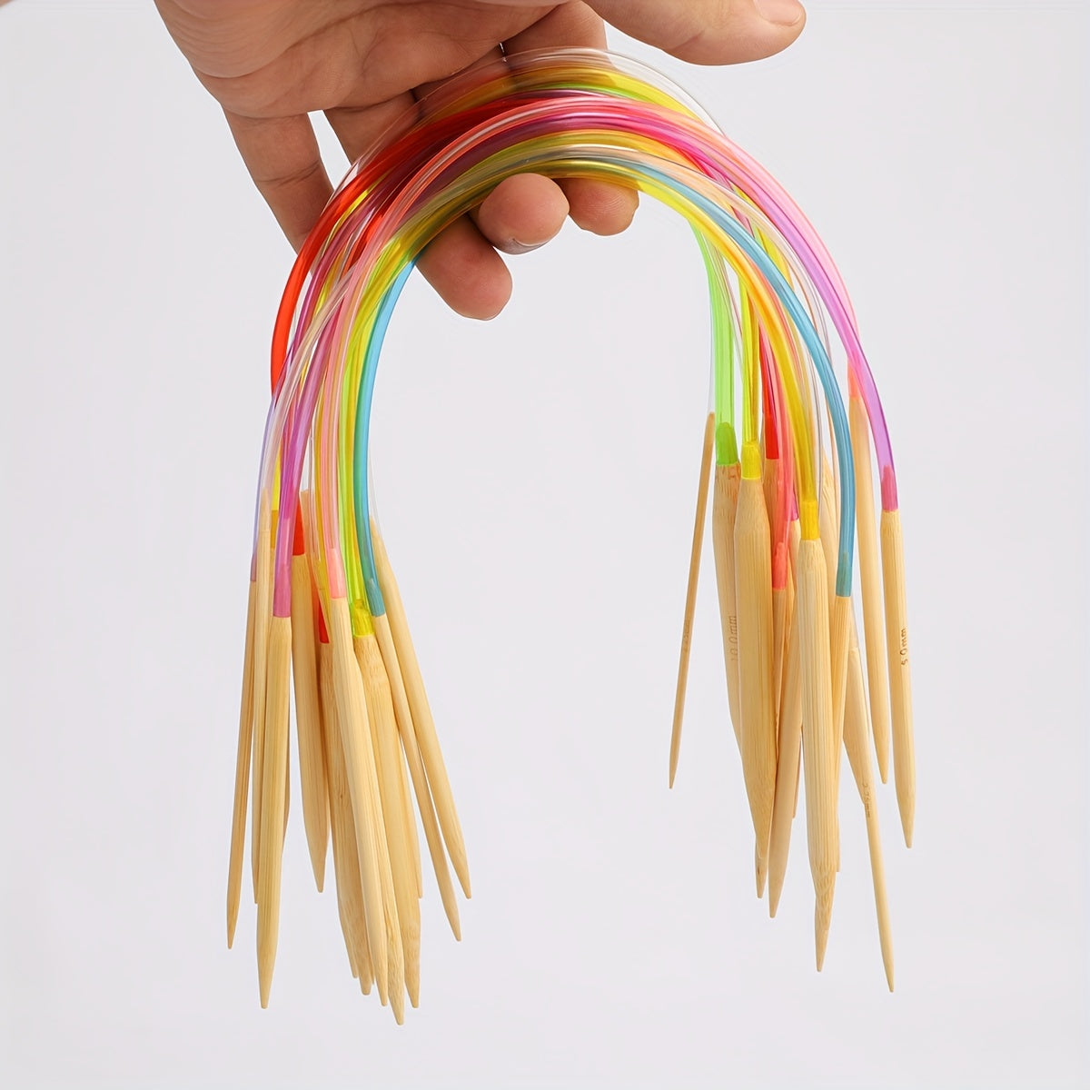 18pcs Bamboo Wood Circular Knitting Needle Set 2mm-10mm Random Halloween Gift