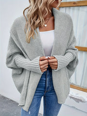 Women's Plus Size Solid Bat Sleeve Open Front Cardigan