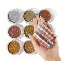 6 Boxes Holographic Nail Glitter Set