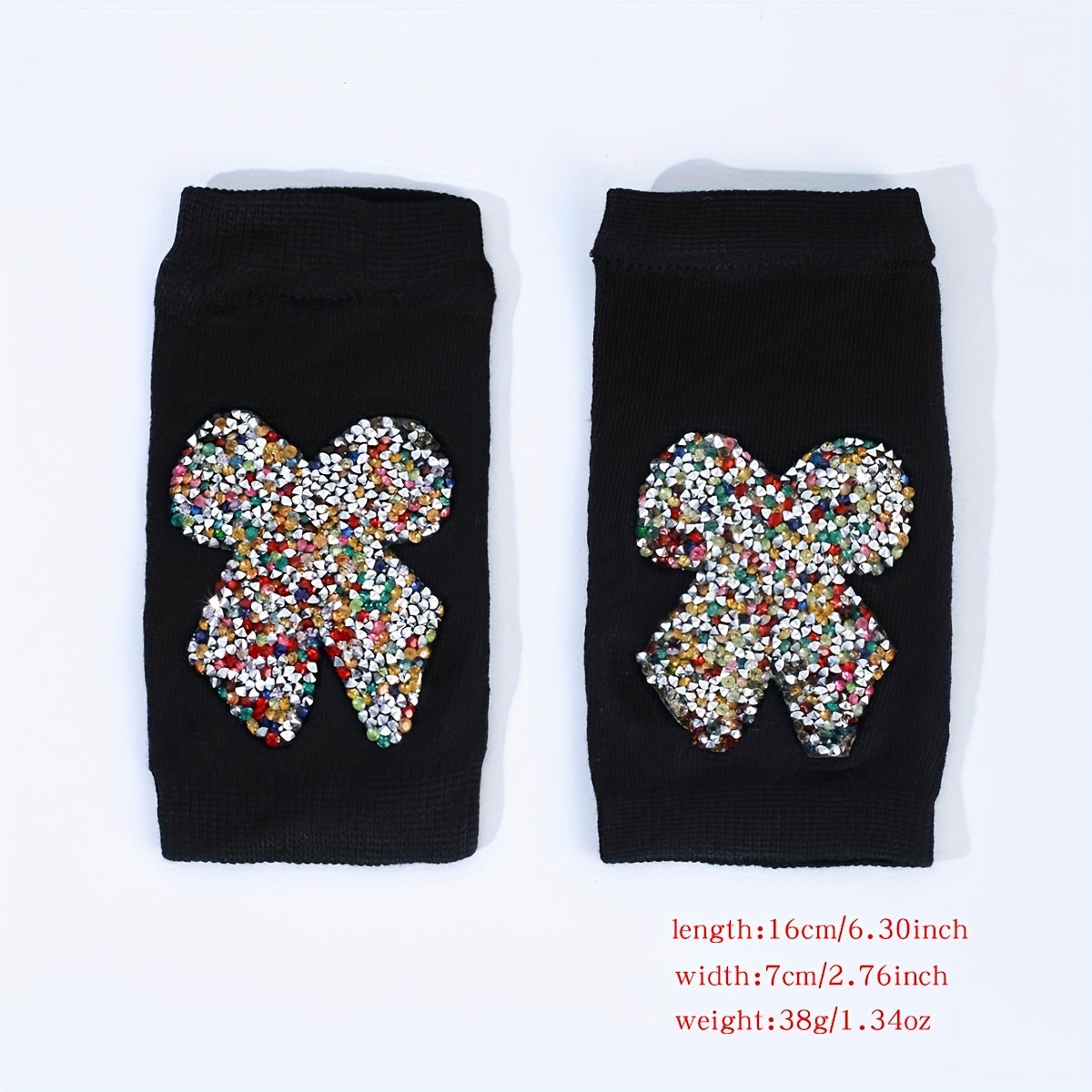 Colorful Rhinestone Butterfly Y2K Gloves Elastic Fingerless Gloves