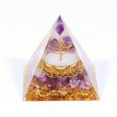 Tree Of Life Orgone Pyramid with Amethyst Ball