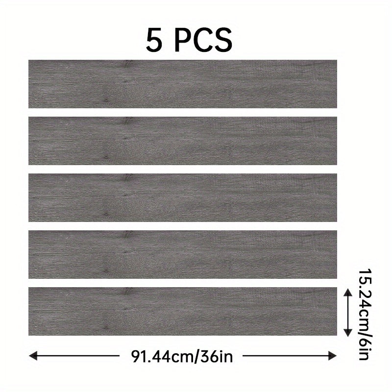 5pcs 6'' X 91 Wood Grain Floor Stickers Non Slip Self Adhesive Wall Stickers