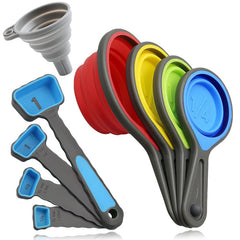 9pcs Collapsible Measuring Cups Set Engraved Metric US Markings