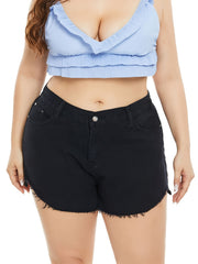  Mid Rise Straight Leg Denim Shorts