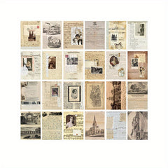 24 Sheets Vintage Diary Stickers Collage Materials Pack - 4 Styles