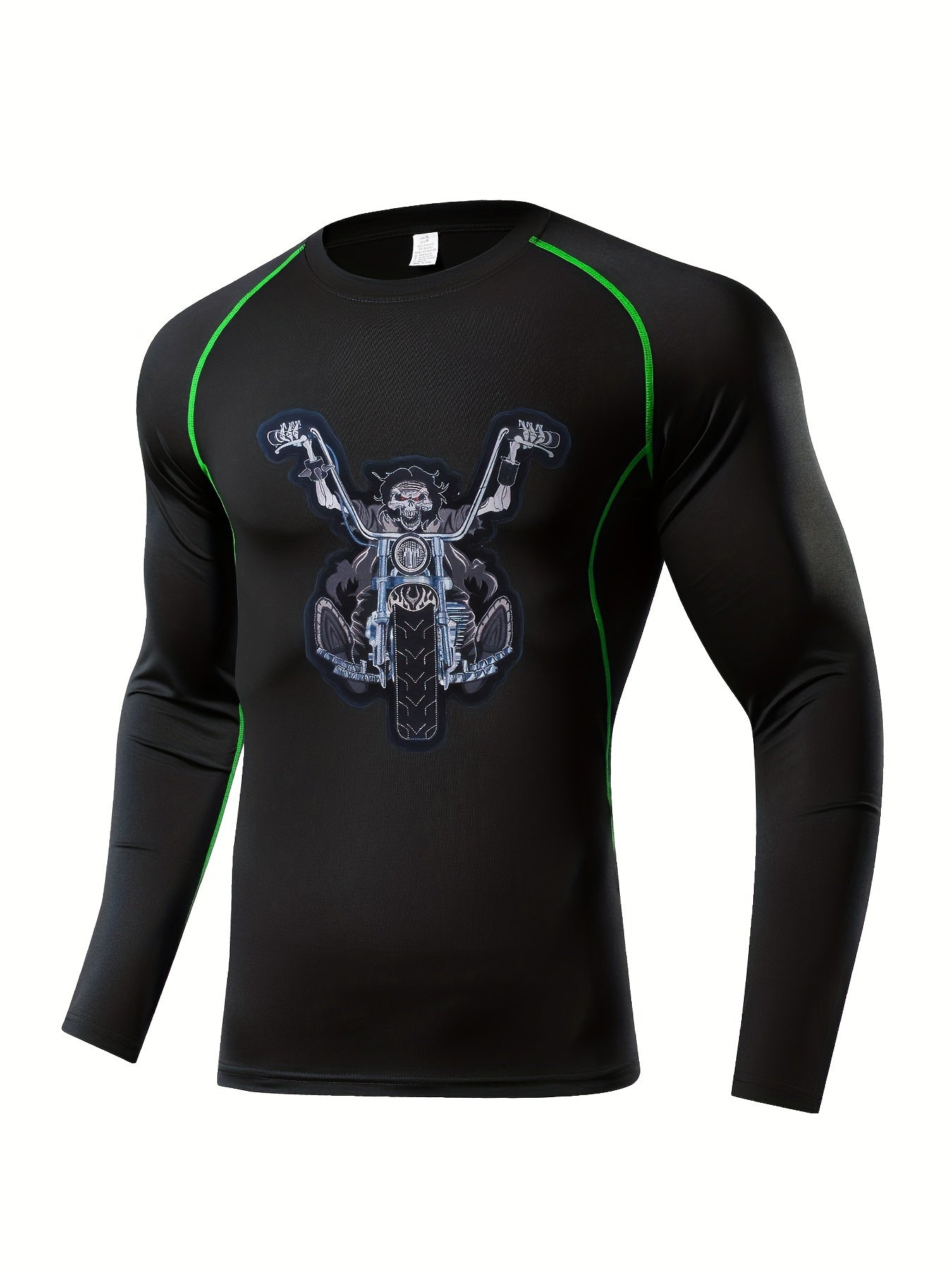 Skeleton Motorcycle Compression Shirt - Men's Athletic Baselayer