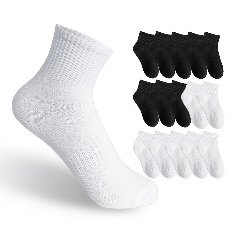 16 Pairs Solid Short Socks Comfy & Breathable Women's Casual Stockings
