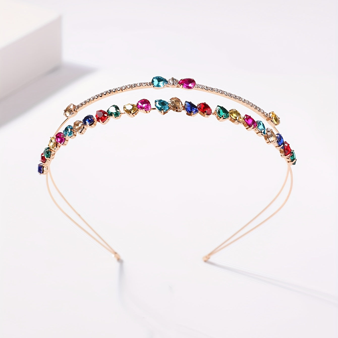 Colorful Rhinestone Hair Band Double Layered Headband Crystal Head Hoop