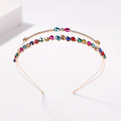 Colorful Rhinestone Hair Band Double Layered Headband Crystal Head Hoop