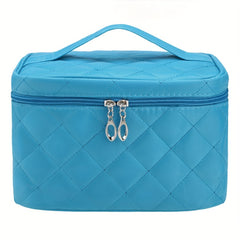 Women's Solid Cosmetic Bag Quilted Detail Hand Bag For Travel