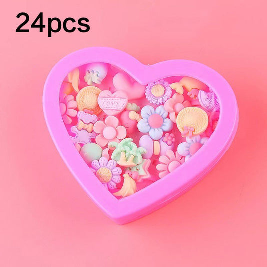 24pcs Girls Faux Gemstone Princess Rings w/ Heart Shaped Decorative Accessories