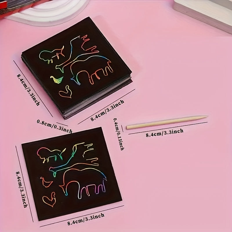 50pcs Rainbow Scratch Art Set Family Fun Halloween Easter
