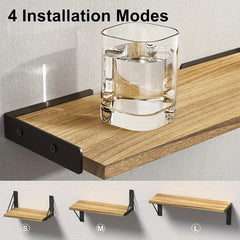 Adjustable Kitchen Racks 3 Tier Wall Shelves Wooden Storage Hanging Shelf