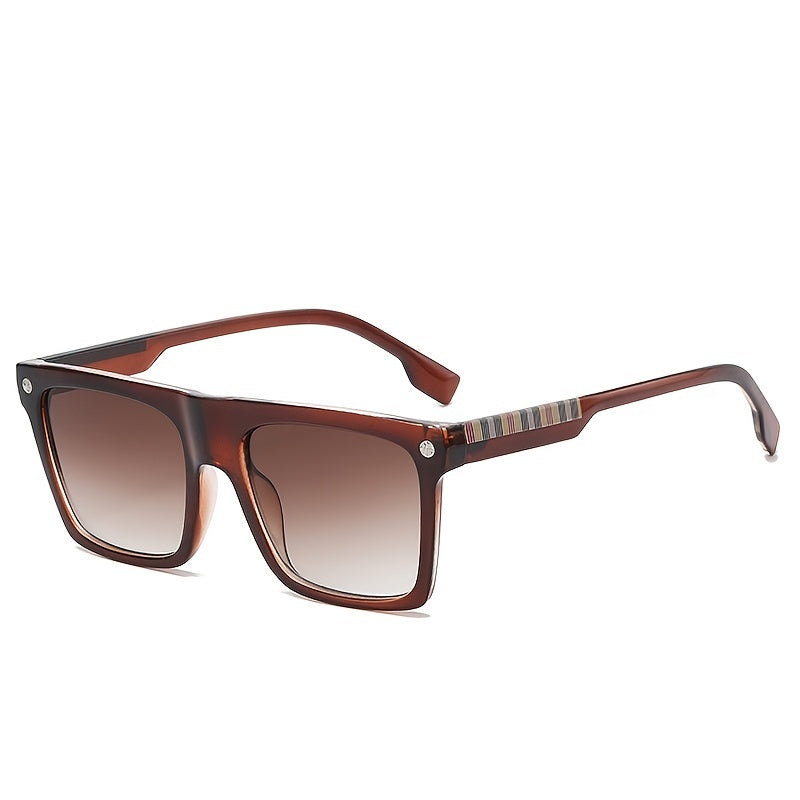 Plaid Print Oversized Square Sunglasses For Women UV400 Protection