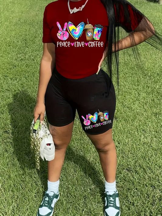  Graphic Tee & Shorts Outfit Set