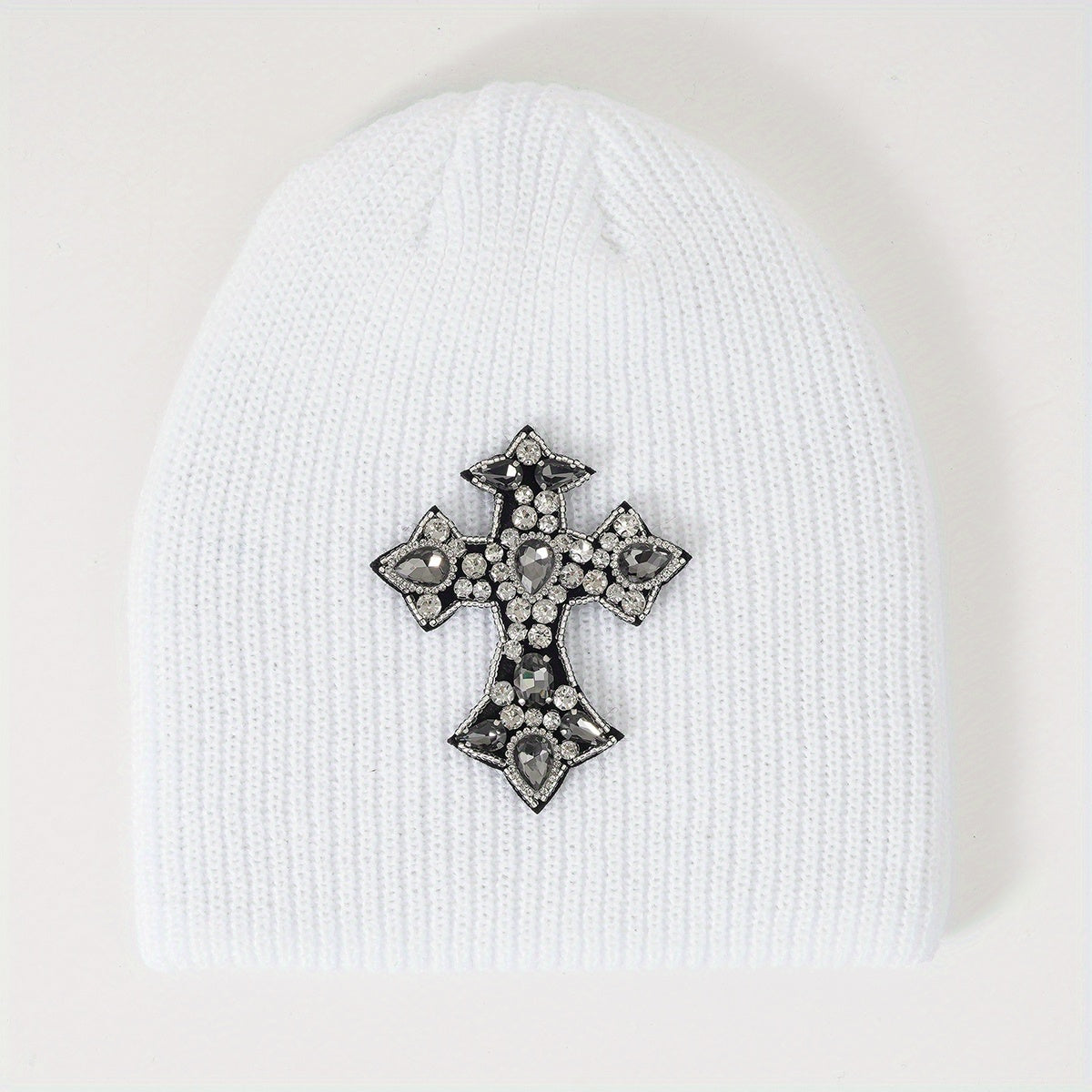 Y2K Cross Patch Beanie Unisex Candy Knitted Hat Gothic Skull Cap