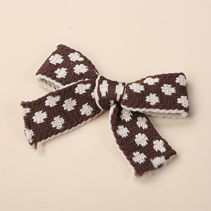 Kids Bow Hairpin Knitted Floral Baby Hair Hoop Soft Hairpin