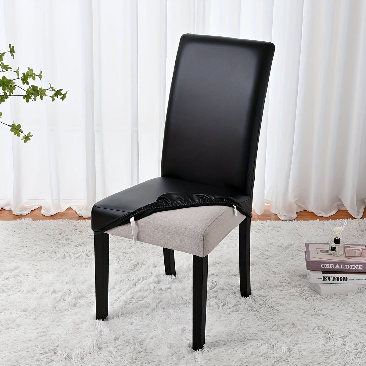 1pc Elastic Leather Stretch Dining Chair Slipcovers Universal Chair Slipcover