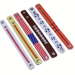 PU Leather Wrap Wristband for Basketball Fans