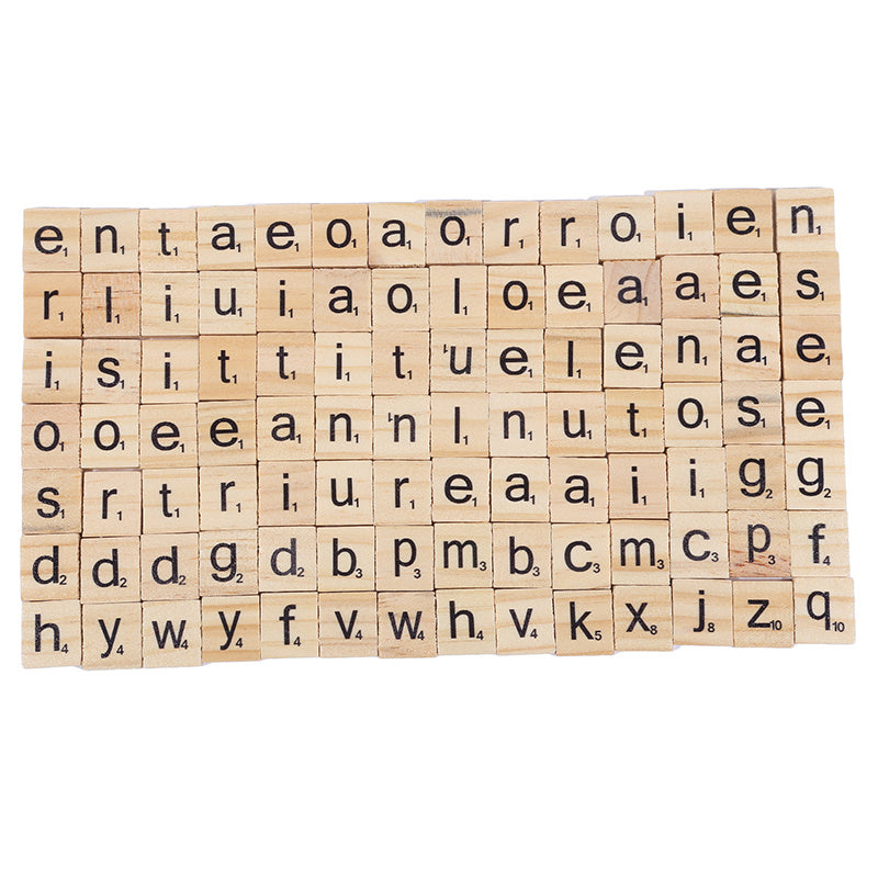 100pcs Alphabet Wooden Squares Jigsaw Puzzle Game Letter Wood