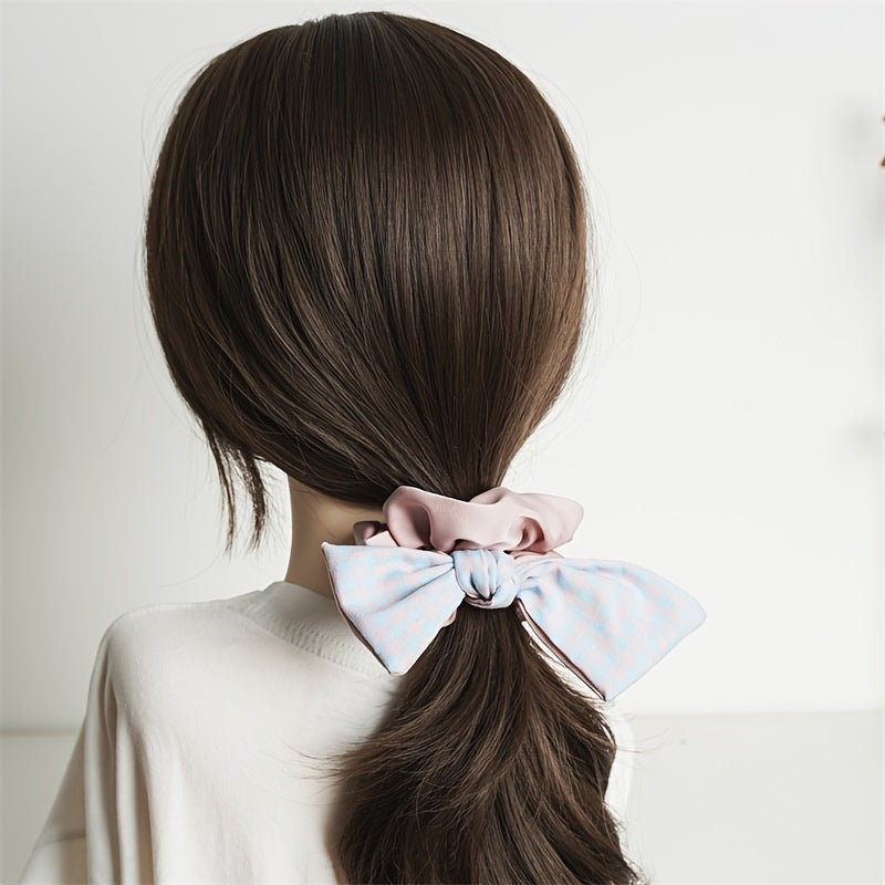 Daisy Embroidered Hair Ties Double Layer Bow Knot Hair Scrunchies