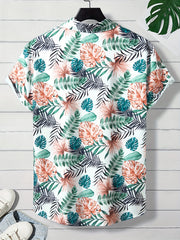 Men's Hawaiian Floral Short Sleeve Shirt for Summer Vacation