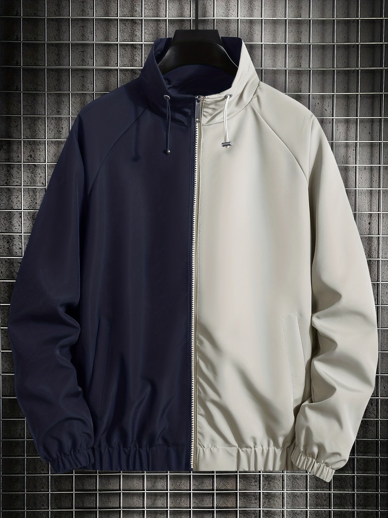 Men's Casual Stand Collar Zip Up Jacket For Spring Fall Outdoor