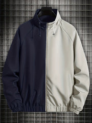 Men's Casual Stand Collar Zip Up Jacket For Spring Fall Outdoor