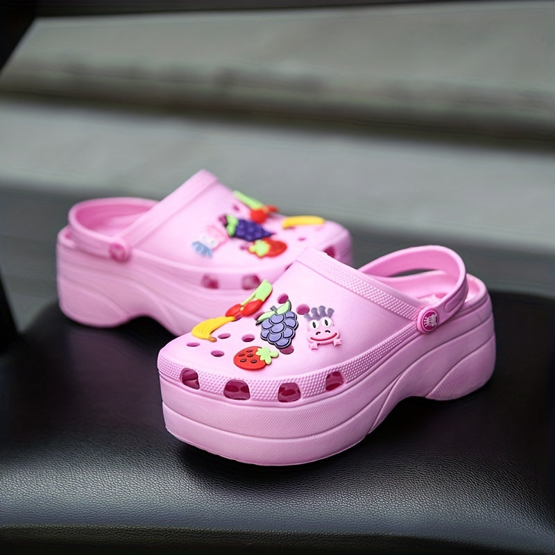 Women's Fruit Platform Clogs Chunky Heel Anti-skid Shoes