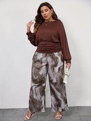  Ethnic Style Pants Women's Plus Painting Print Elastic High Rise Wide