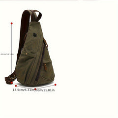 Canvas Sling Chest Bag Adjustable Strap Crossbody Pack Zipper Closure