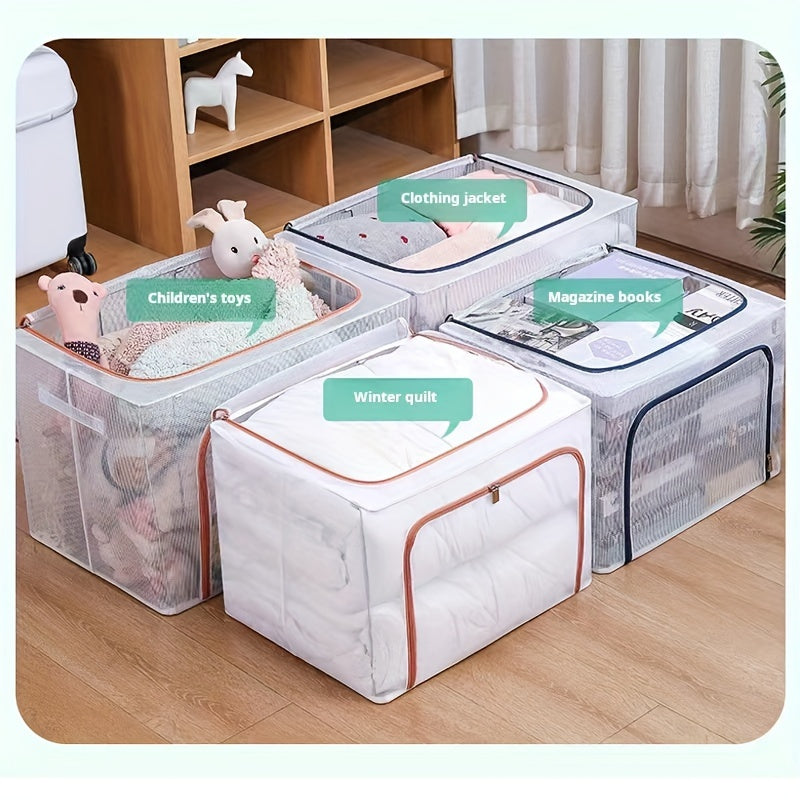 66L Waterproof Storage Box Nylon PVC Foldable Clothes Storage Box