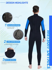 REALON Men's 3mm Quick Dry Skinny Fit Wetsuit