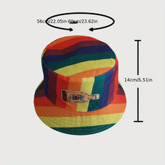 Rainbow Bucket Hat Fisherman Sun Hat Front Back
